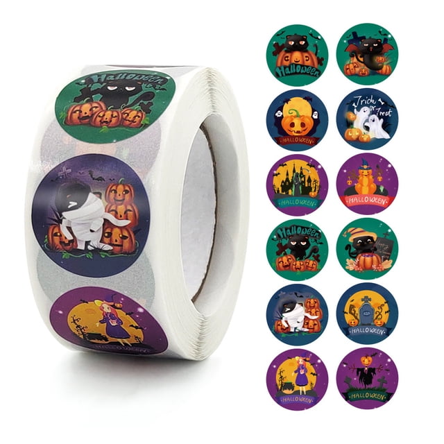 500pcs/roll Labels Halloween Decoration Bag Seal Sticker DIY Craft Gift Bag Labels, Type 2