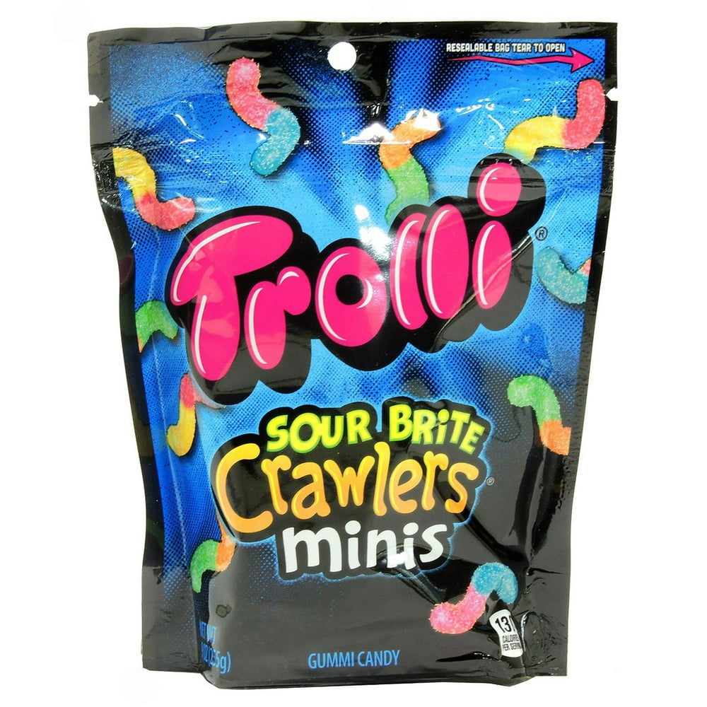 6 PACKS Trolli Sour Brite Crawlers minis Gummi Candy 9 oz resealable