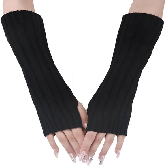 TELOLY 2026 New Rib Knit Arm Warmers Fingerless Grunge Gloves Accessories Arm Sleeves for Casual, Party, Cosplay, Streetwear