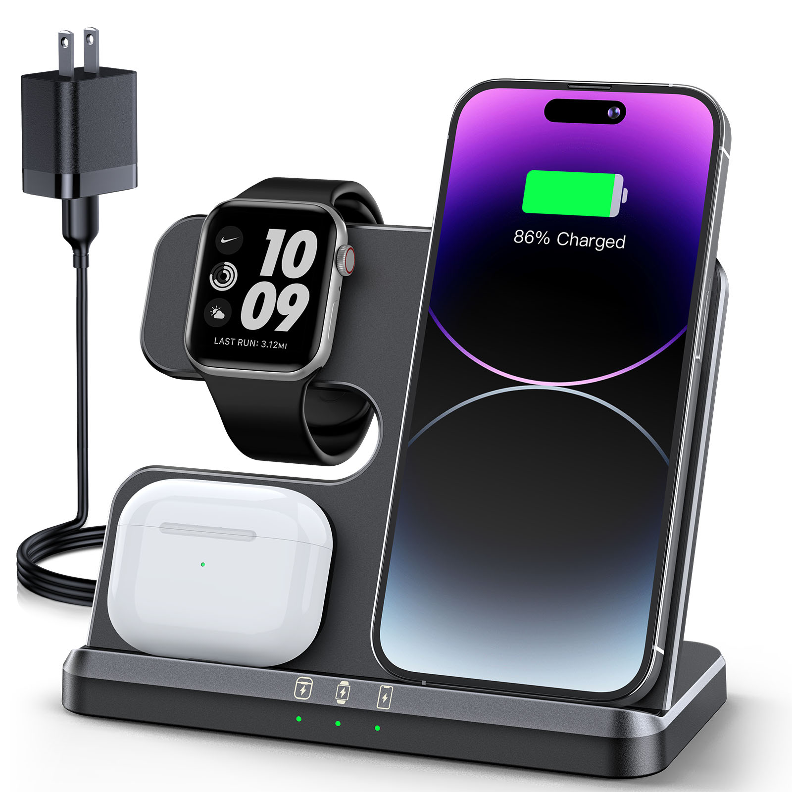 JARGOU 3 In 1 Wireless Charging Station for iPhone 14 13 12 11 Pro Max
