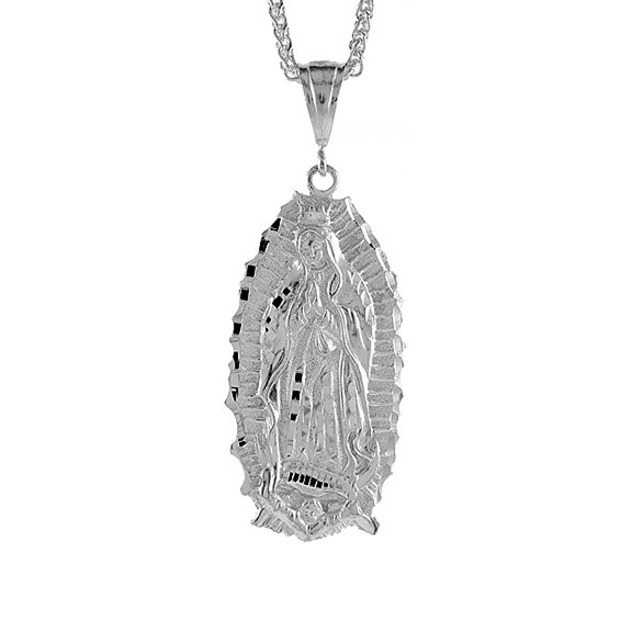 925 Sterling Silver Vigen de Guadalupe Religious Charm Pendant 63mm