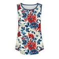 thumbnail image 7 of ZQUUVOU Women's Tank Tops Printed Floral Solid Color Sleeveless Crew Neck Cotton Casual Tee(E-Multicolor,5XL), 7 of 7