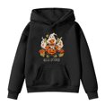 thumbnail image 4 of YDFCWXW Hoodies for Girls Casual Graphic Tops | Long Sleeve Pullover Hooded Sweatshirt, Pocket Design, Festival Outfits (Black, 5-6 Years), 4 of 5