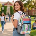 thumbnail image 3 of Whosucclay Cat Rainbow Paw Art Clear Backpack for Girls Boys, Elementary Kindergarten Large Capacity Side Pockets Transparent School Bag for Beach Concerts, 3 of 10