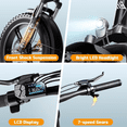 thumbnail image 5 of Electric Bike for Adults (Age 18+), 749W Folding E Bike , 48V 15Ah Battery 50/60 Mile Range, 20"x4.0 Fat Tire Ebike for Commute, Electric Bicycle with LCD Display 7-Speed UL2849, 5 of 7