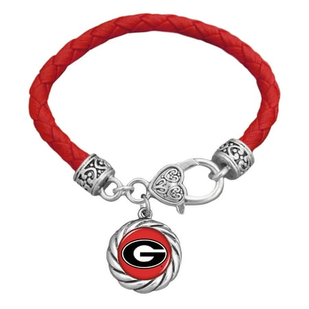 Georgia Bulldogs Bracelets - Georgia Bulldogs Women's Leather Charm Bracelet - Red - No Size