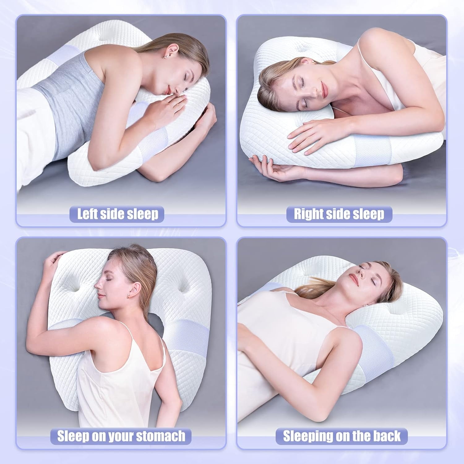 Side Sleeper Pillows for Adults, U Shaped Body Pillow for Pain Relief, Orthopedic Memory Foam Shoulder Pillow for Side,Stomach, Back, Arm with Removable Washable Cover (Upgraded Version),White