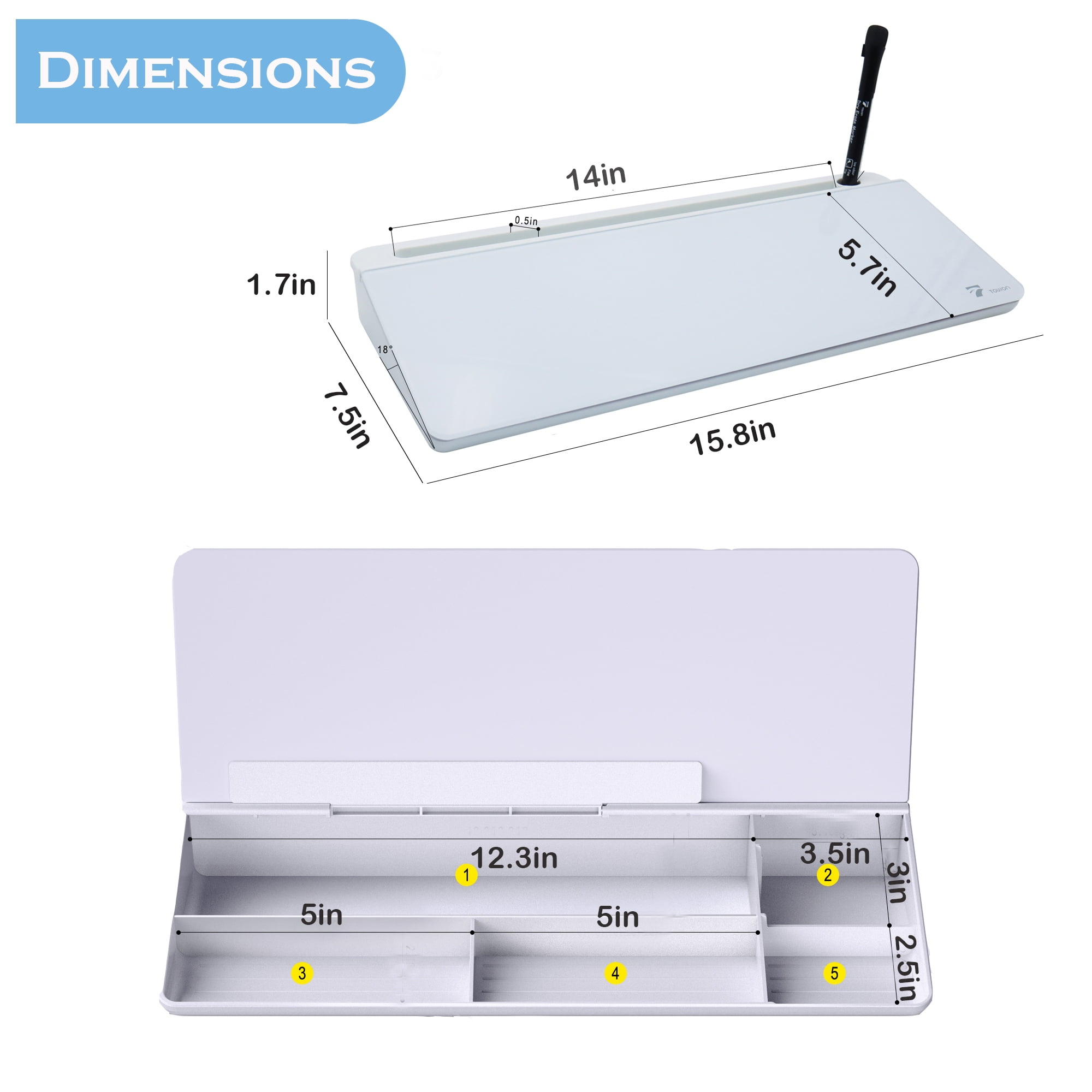 TOWON Desktop Glass Whiteboard Clipboard w/ Adjustable Stand, 1 Marker -  8x12 Desk Dry Erase Board Writing Easel Pad for Home Office School 