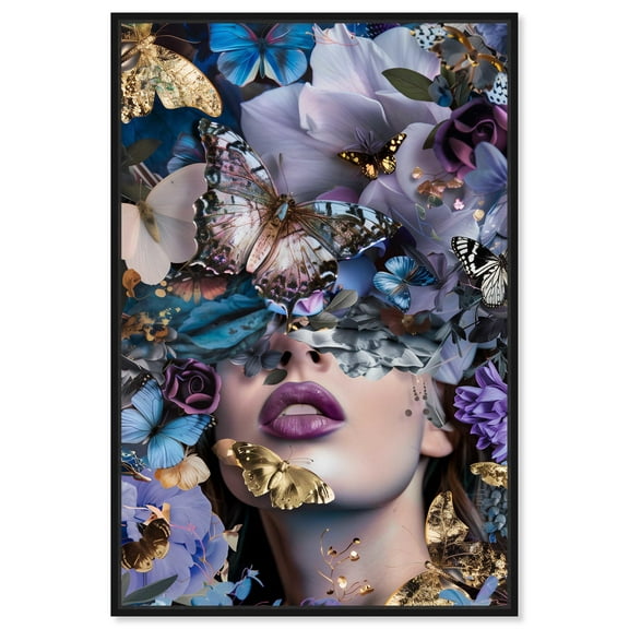 Lost in Lavender Butterflies Canvas Floral Collage Wall Art by Art Remedy, Black Frame, 10" x 15"