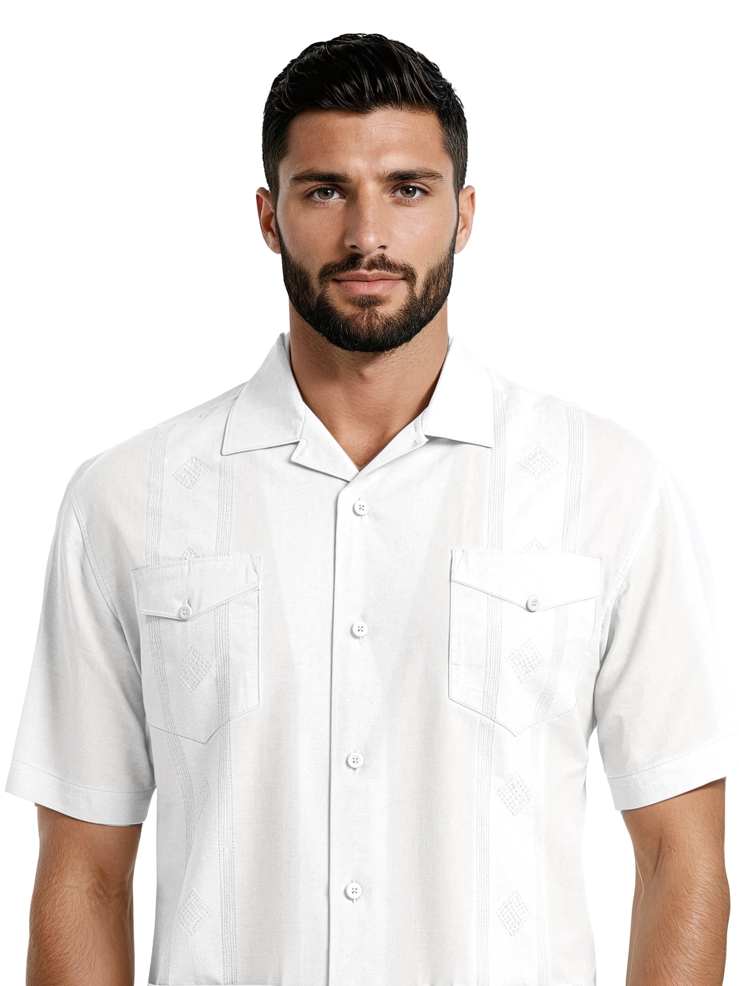 Havanera Men's and Big Men's Camp Collar Guayabera Short Sleeve Button-Down Shirt, Sizes S-5XL