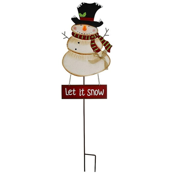 Christmas Snowman Garden Stake with LED Light - Xmas Yard Decoration, Indoor/Outdoor Winter Holiday Lawn Ornament