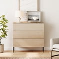 thumbnail image 3 of Modern Minimalist Wood Nightstand with 3 Drawers ,31.5" Large End Table,Reeded Design Bedside Table for Bedroom, Living Room,Entryway, 3 of 9