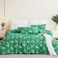 thumbnail image 6 of JUSTLET Duvet Cover Set Twin Size, 3 Piece Comforter Cover with Pattern, Soft Bedding Set with 1 Duvet Cover and 2 Pillow Shams, Green White Flowers, 6 of 8