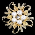 thumbnail image 2 of Women Breastpin Elegant No Deformation Flower Rhinestone Faux Pearl Brooch Pin for Party Dating, 2 of 7