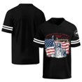 thumbnail image 3 of Zimjoy Men's 250th 4th of July Baseball T-Shirts Cotton V Neck USA Flag Liberty Statue 1776-2026 Print Striped Sleeve Independence Day Casual Wear Black M, 3 of 5