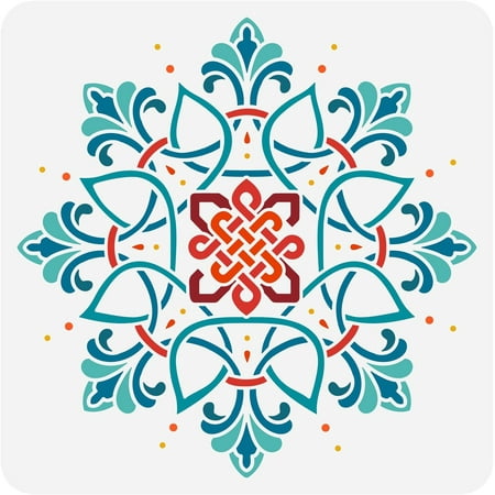 Mandala Flower Stencil 11.8x11.8 inch Eternal Knot Painting Stencil Plastic Endless Knot Flower Patterns Stencil Celtic Knot Template Reusable DIY Art and Craft Stencil for Home Decor White
