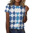 thumbnail image 3 of Diamond Grid Pattern T Shirts Basic T-Shirt Short Sleeve Ladies Tee Shirt Summer Graphic Clothing, 3 of 5