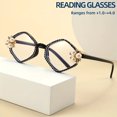 thumbnail image 5 of Women Diamond Shape Reading Glasses 2.50 Ladies Black Frame Pearl Elegant Blue Light Blocking Readers +2.50 Strength, 5 of 7