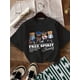 thumbnail image 1 of Women's "FREE SPIRIT" Graphic Tee - Casual Crew Neck Short Sleeve T-Shirt, Breathable Cotton Blend, Machine Washable, White with Cartoon Bear Design, Perfect for Spring & Summer, Ladies T Shirts, 1 of 7