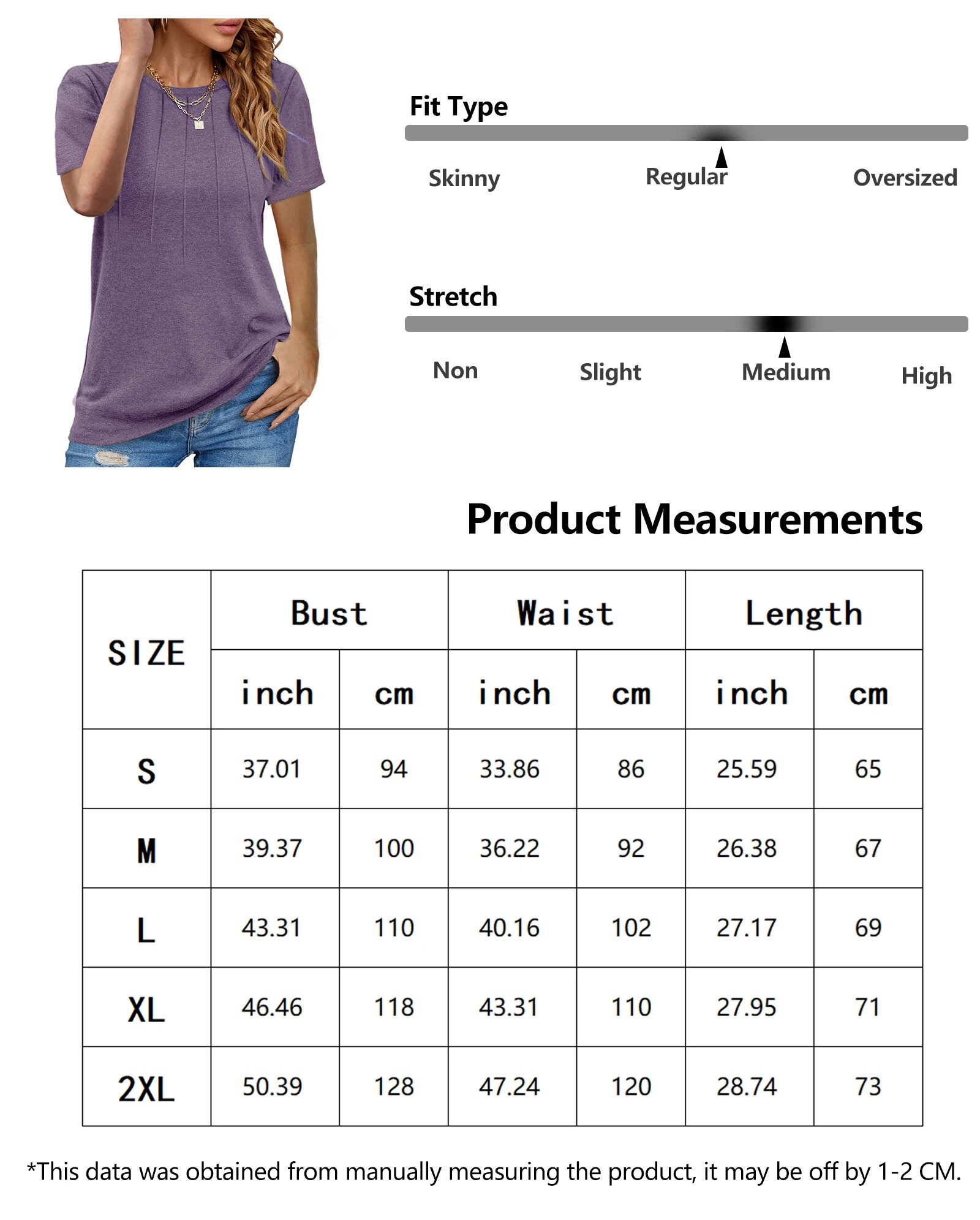 Rosvigor Blouses for Women Short Sleeve Shirts Casual Dressy Summer Tops with Pleats - image 5 of 5