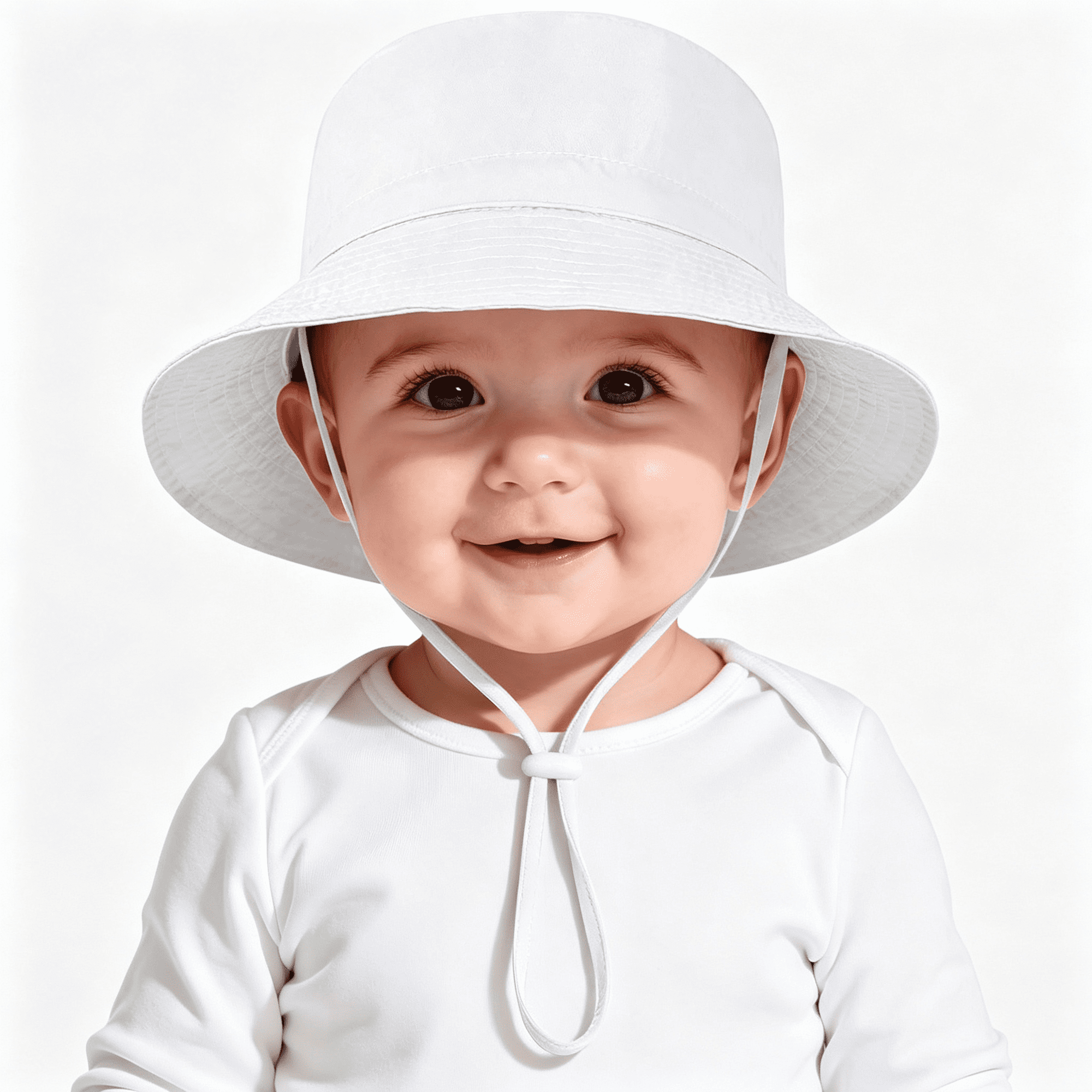 OQRKI Upf 50+ Baby Girl Boy Sun Hat Toddler Bucket Hat for Summer Beach,Sun Protection Baby Hat,Wide Brim,Adjustable Strap,Breathable Mesh,Quick-Dry Foldable for Swim Travel Beach.