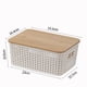 thumbnail image 4 of Cestas de plástico apilables con tapas - Caja organizadora tejida de 26,1x18,4x10,4 cm para juguetes, libros y material de oficina, set de 1, 4 of 4