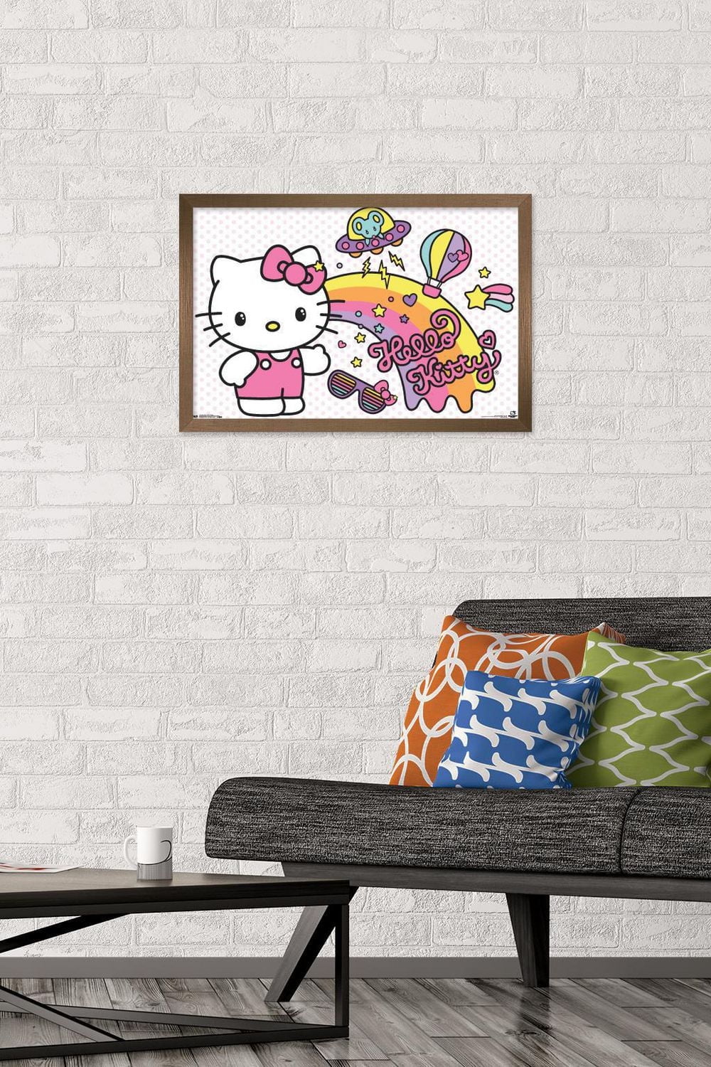 Hello Kitty - Retro Rainbow Wall Poster, 14.725" x 22.375"