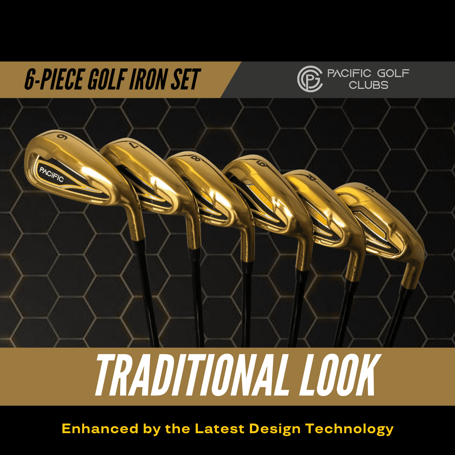 Pacific Golf Clubs Men's FLT-1 Gold Premium Iron Set #6-SW