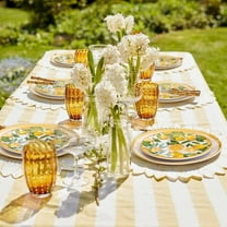 Melamine Dinnerware Set - 12pcs Lemon Pattern Plates and Bowls for 4, Indoor and Outdoor Use