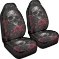 thumbnail image 3 of XYZCANDO Skull and Rose Pattern Car Seat Covers Waterproof Durable Car Accessories car Front Seats Interior, Anti-Slip Scratch Proof Truck SUV, 3 of 10