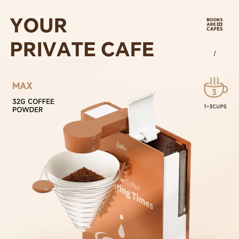 i Cafilas Portable Foldable Electric Pour Over Coffee Machine,Drip Electric Coffee Maker with Elegant Design for Car Truck Camping Hiking Outdoors Golfing, 10oz.Capacity,400W (Beige)