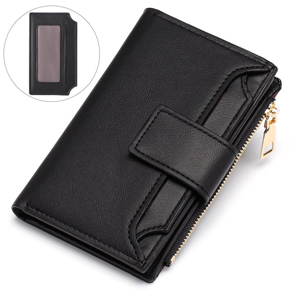GOIACII Wallet for Women Bifold RFID Blocking Card Holder Leather Wallets with Zipper Coin Pocket