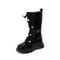 thumbnail image 7 of CAICJ98 Girls Boots Lace Up Fall Kid Mid Calf Combat Shoes PU Leather Side Zipper Cowboy Punk Cute Goth Kids Riding Boots (Toddler/Little Kid/Big Kid),11, 7 of 7