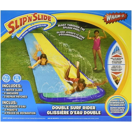 Wham-O Slip 'N Slide Surf Rider Double Sliding Lanes 16ft , color may vary