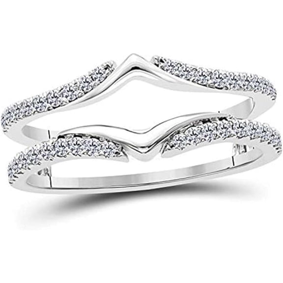 Enhancer Wrap Wedding Band Ring For Women In 14k White Gold Plated 925 Sterling Silver Emerald & Round Cut Created Blue Sapphire & Simulated Diamond