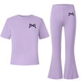 thumbnail image 4 of Enyan Girls Clothes Short Sleeve Graphic Tee and Cargo Pants Set Summer Casual 2-Piece Outfit,11-12 Years, 4 of 7
