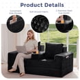 thumbnail image 3 of BYBYME Convertible Wide-wale corduroy Sofa Bed,Folding Lounger 4-in-1 Boneless Sofa with 2 Pillows and Cup Holder,Floor Sofa for Small Spaces Such as Living Rooms,No Assembly Required,Loveseat,Black, 3 of 7