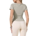 thumbnail image 3 of Elastic Workout Tops for Women Short Sleeve Running Gym Athletic Shirts Crewneck Quick Dry Tshirts XS Grey, 3 of 6