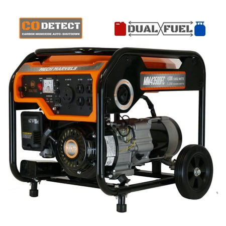 

Mech Marvels 4000 Watt Dual Fuel Portable Generator RV Outlet CO Detect CARB Compliant MM4350DFC