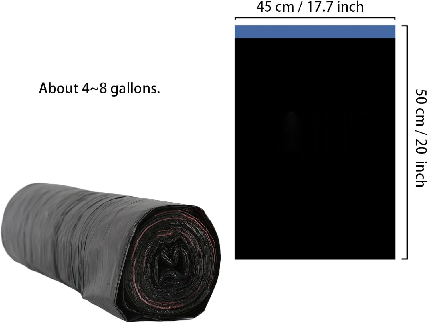 Biodegradable Trash Bags 4-8 Gallon, Tall Kitchen Drawstring Garbage Bags, Heavy Duty 4-8 Gal Black Trash Bag 17 x 20 inches, Scented Wastebasket Liners, 5 rolls of 15 bags each (75 total) Black