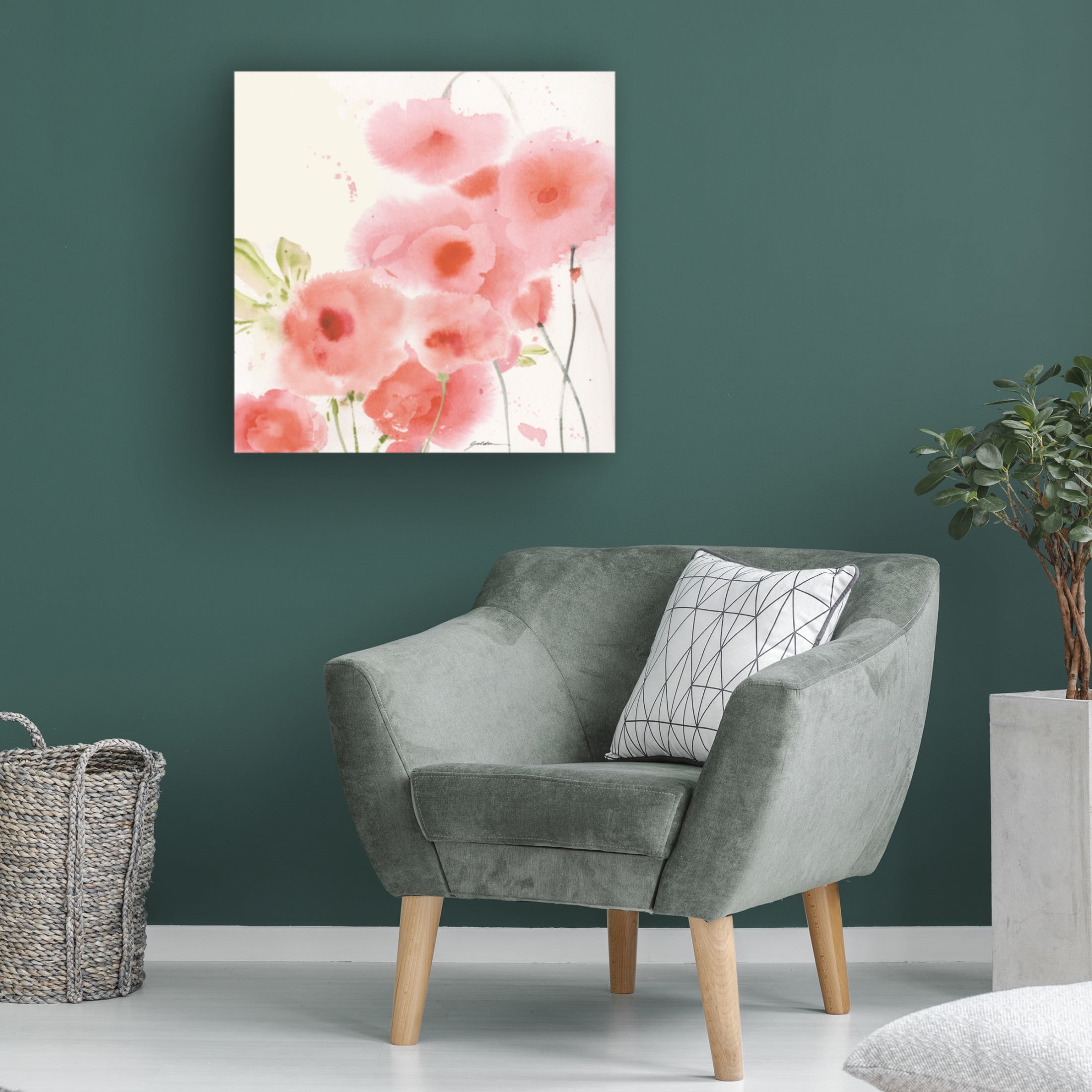 Canvas Wall Art - Sheila Golden 'Pink Swath Garden' Wall Art for Living Room, Bedroom, or Office Décor by Trademark Fine Art - 18 x 18 Inches