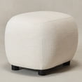 thumbnail image 4 of KINWELL 23" Wide Linen Blend Upholstered Ottoman, Textured Weave Footrest with Soft Padded Seat, Mid-Century Modern Footstool for Bedroom, Entryway or Living Room, Ivory, 4 of 11