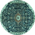 thumbnail image 1 of Ahgly Company Indoor Round Medallion Turquoise Blue Traditional Area Rugs, 3' Round, 1 of 4