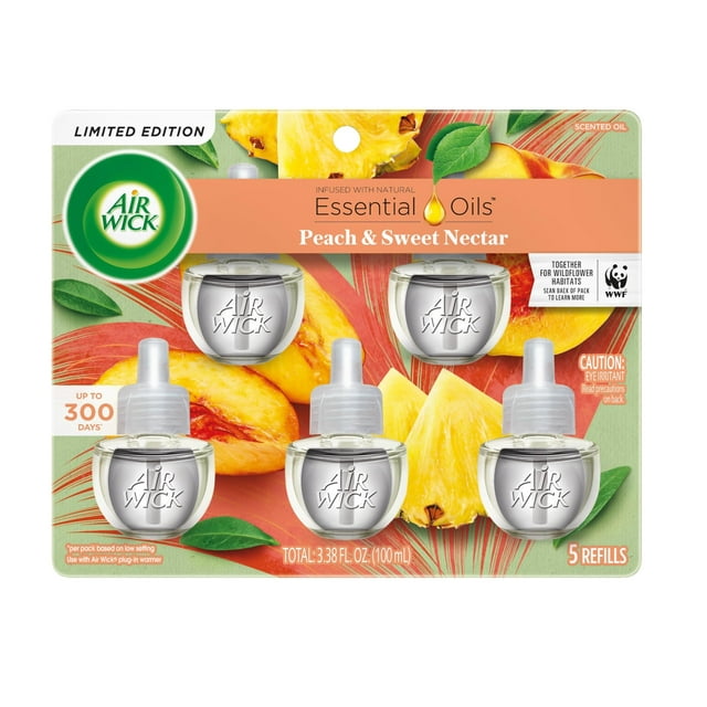 Recambio de aceite perfumado Air Wick Plug in Fresh Peach, 5 unidades