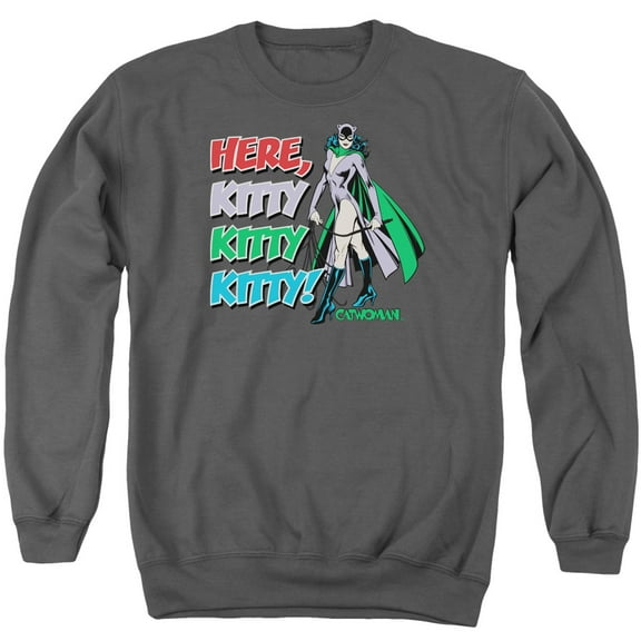 DC Comics Here Kitty Adult Crewneck Sweatshirt Charcoal