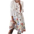 thumbnail image 1 of Vestido HUOGUO de manga larga casual con estampado de mariposas para mujer, 1 of 5