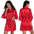 thumbnail image 2 of LYMAYTER Kimono Robe for Women Summer Solid Color Short Robe Fashion Satin Cozy Sleepwear Bathrobe S-3XL, 2 of 8