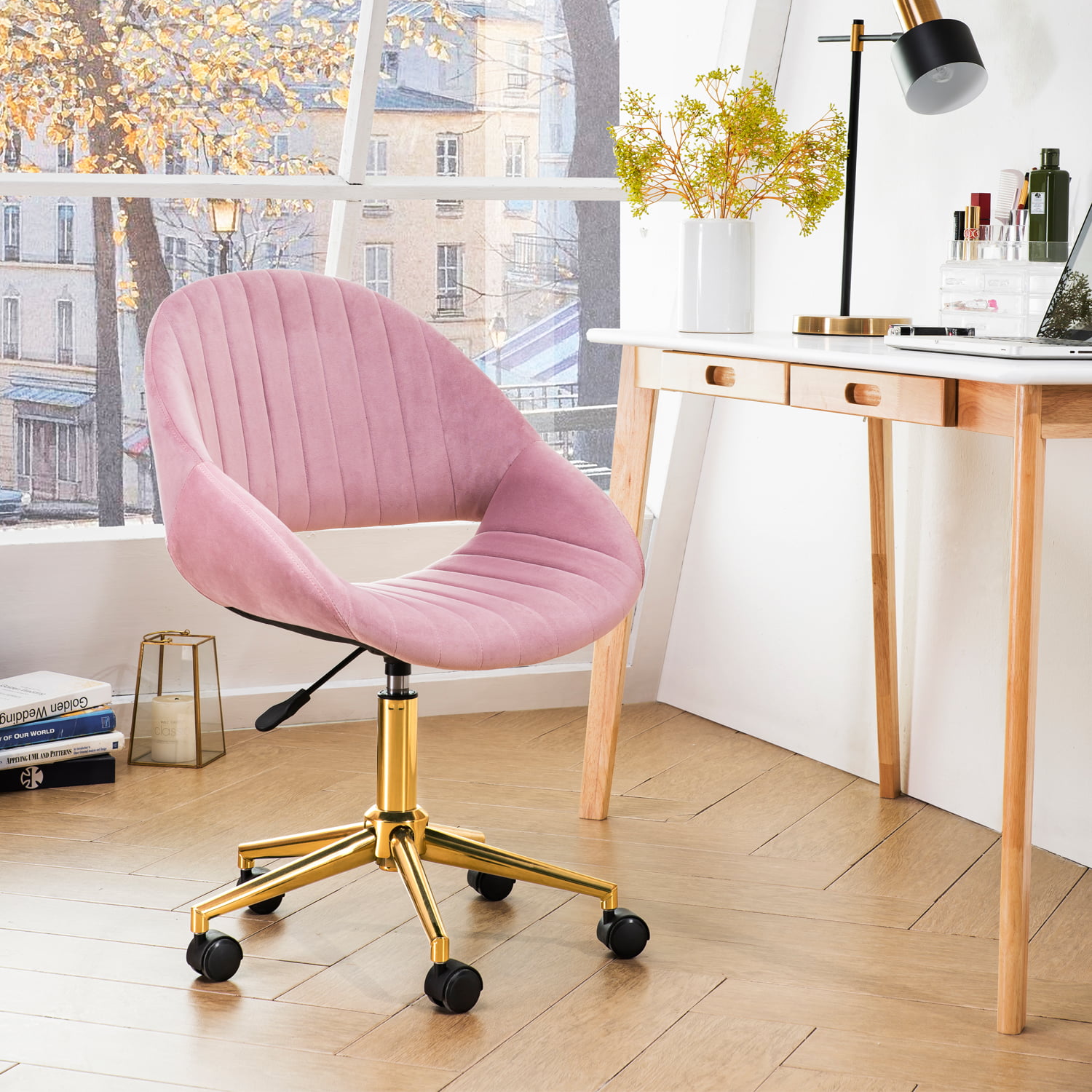 OVIOS Cute Desk Chair,Plush Velvet Office Chair for Home or Office