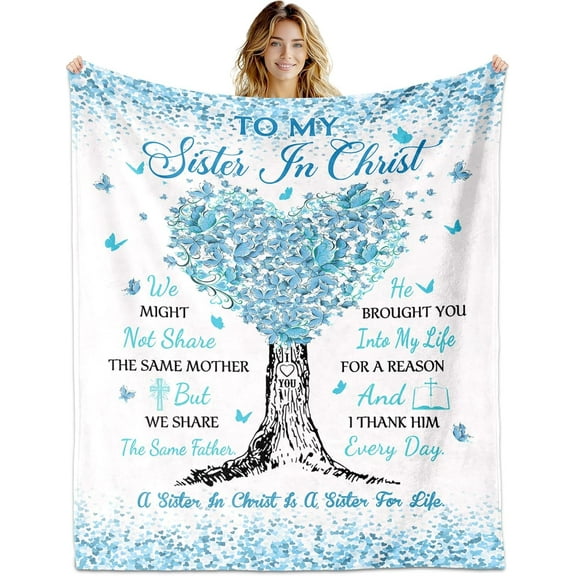 Sisters in Christ Gifts for Women Blanket 60"x50", Christian Secret Sister Gift for Woman from Sisters, Religious/Christian Gifts for Women Faith