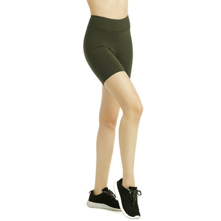 Pull On Stretch Shorts - Women Soft Cotton Stretch High Waist Workout Running Yoga Shorts with Wide Wastband (15